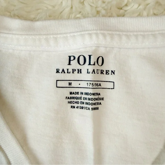 POLO Ralph Lauren Men White Cotton Jersey Long Sleeve Shirt MEDIUM Classic Basic - Picture 6 of 8